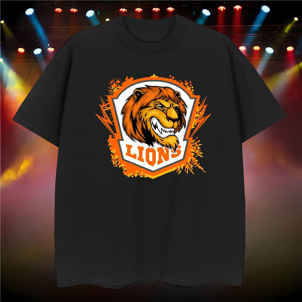 Cool Design Mens T Shirts lion Round Neck Short Sleeve Summer Casual DIY Anime 230g Cotton Mens Tshirts Fashion Casual Tees