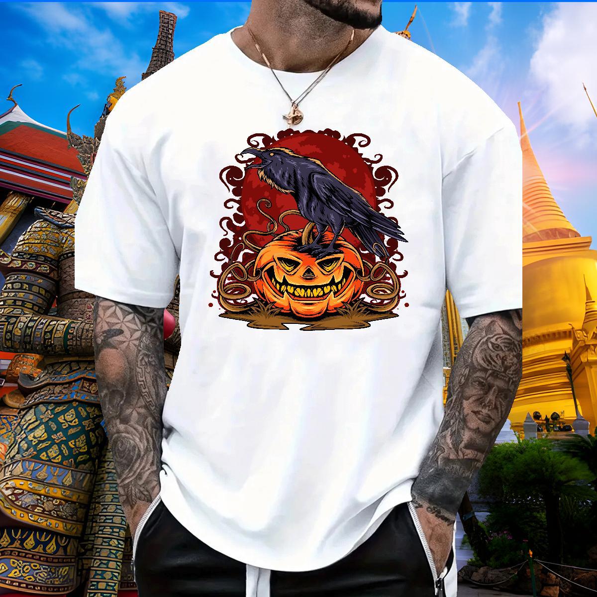Popular T-Shirts for Men pumpkin Breathable Crew Neck Casual Beach White Plus Size 230g 100% Cotton Tshirts DIY Customized Tees
