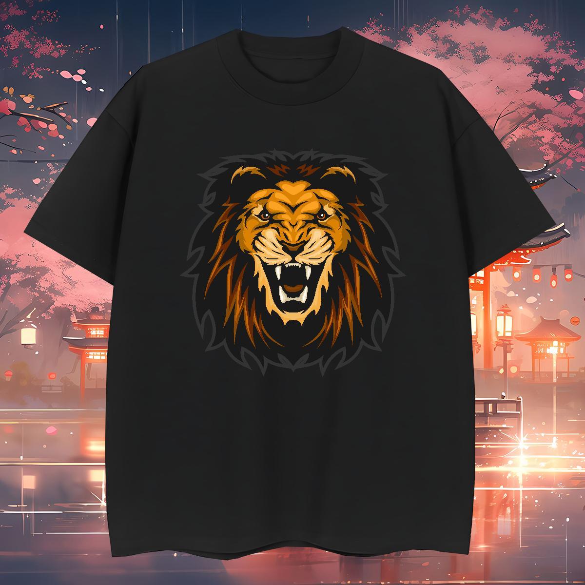 Brand Men T Shirts lion Short Sleeve Soft Outdoor Customized Print 230g Pure Cotton Men Clothes T-Shirt Designer Tee Shirt