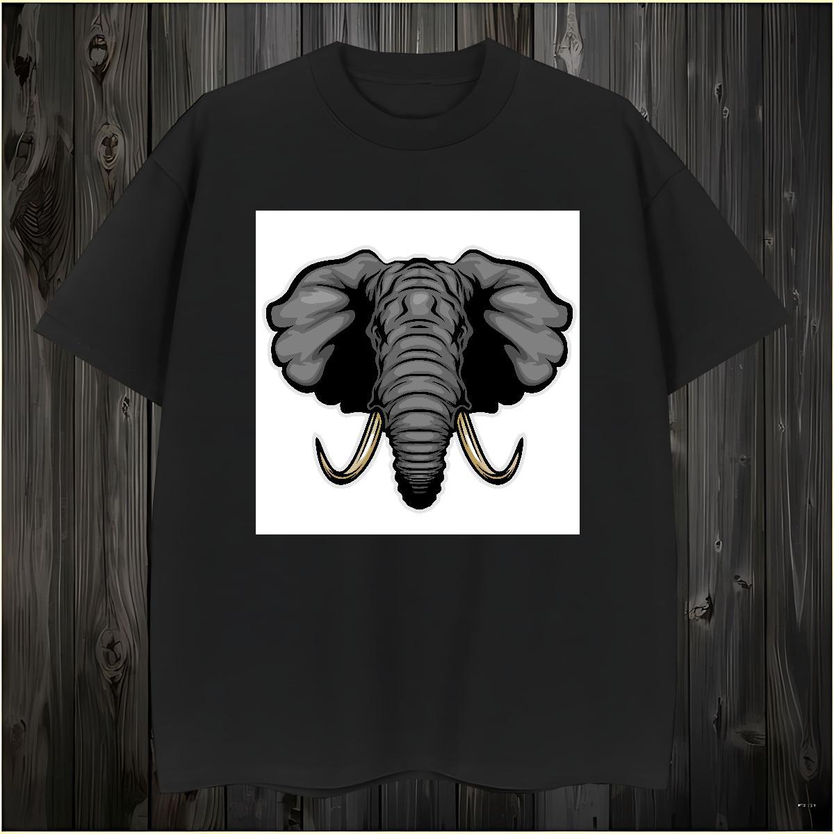 Classic Men T Shirts elephant Short Sleeve O-Neck Anime Printing Street Plus Size Custom 230g Pure Cotton Men Tops Tees 2024 Tee Shirt