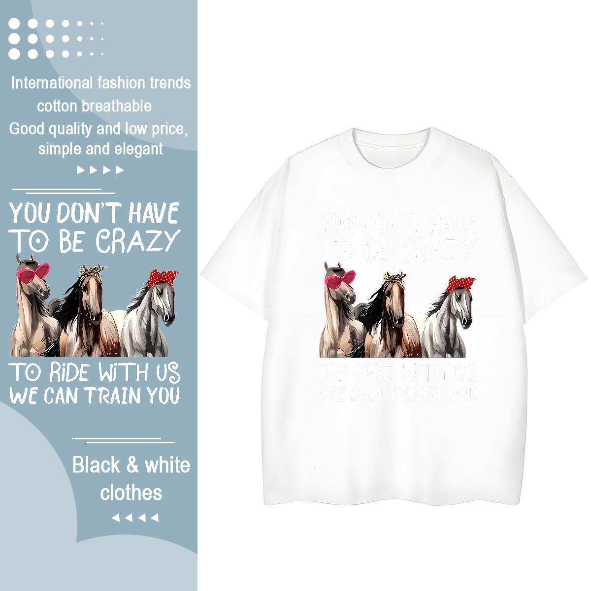 2024 Designer T shirt Breathable Short Sleeve 230g Pure Cotton Women Tshirts Anime Oversized horse Daily Wear Nice Tops