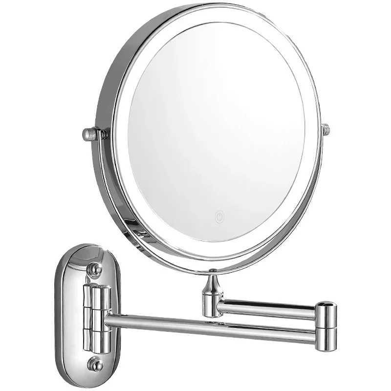 8 Inch Wall Mounted Bathroom Mirror Adjustable LED Makeup Mirror 10X Magnifying Touch Vanity Cosmetic Mirrors with Light Y240819