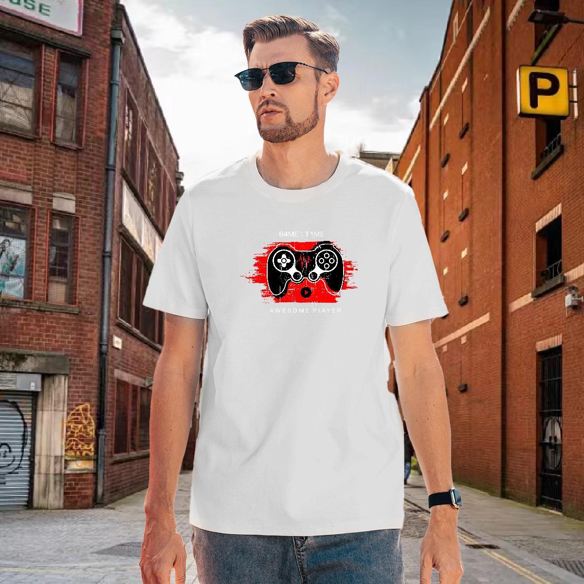 T Shirts Men 230g Pure Cotton game Hip Hop Crew Neck Breathable Cartoon Printing L-4XL Couples T Shirts Fashion New Loose Fit Polos