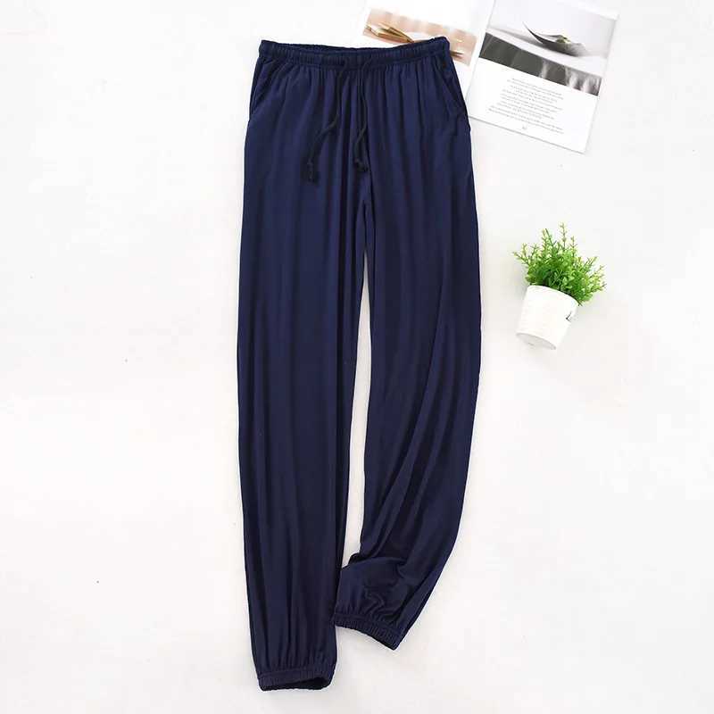 Modal Sleep Bottoms Mens Lounge Wearing Pants Adhesive Sleepwear Casual Soft Sleepwear Spring and Summer Mosquito Control TrousersW240719
