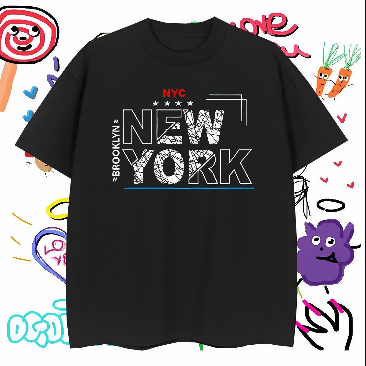 Cool Design New York Mens T Shirts Summer Casual Tshirts 230g Cotton Fashion Casual Short Sleeve O-Neck Customized Print Polos