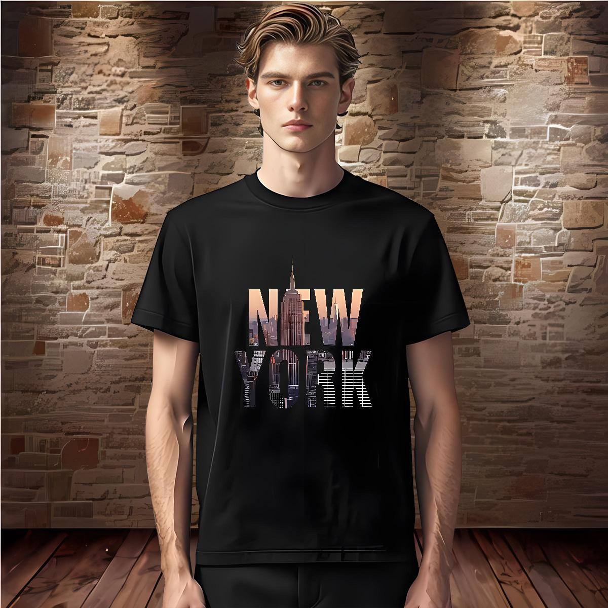 Popular New York T-Shirts Daily Wear Men Tees 100% Cotton 230g Wholesale Breathable Short Sleeve DIY Tops Shirt