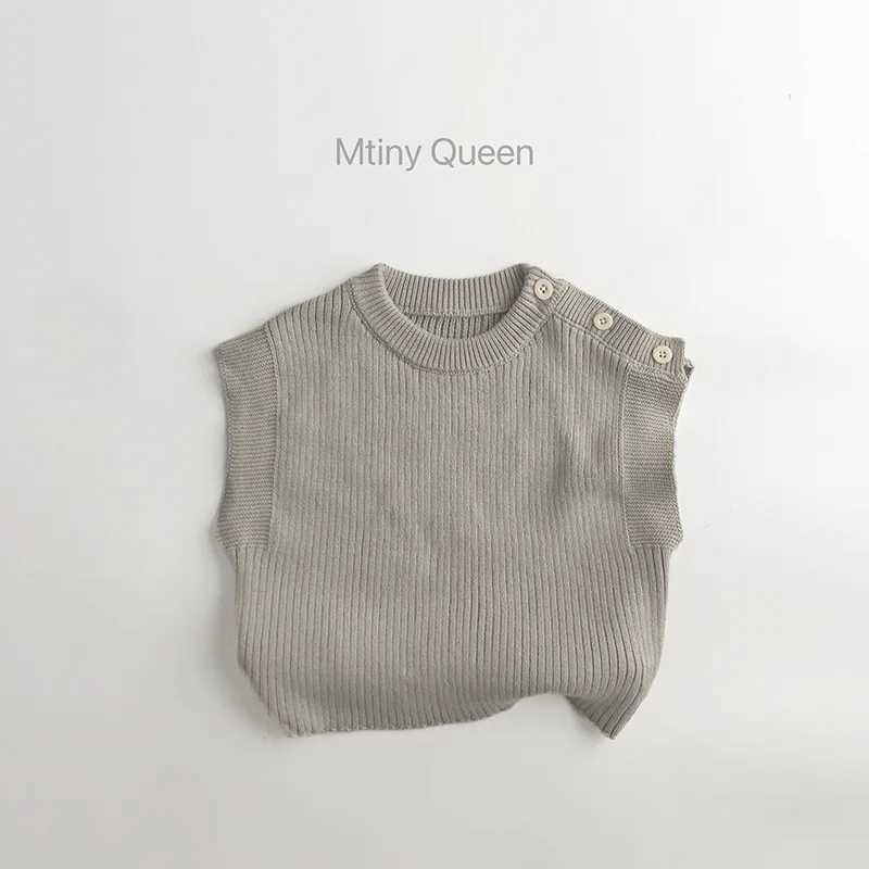 2024 Spring New Children Sleeveless Knitted Vest Baby Boy Girl Fashion Casual Vest Toddler Solid Sweater Coat Kids ClothesXJ240819