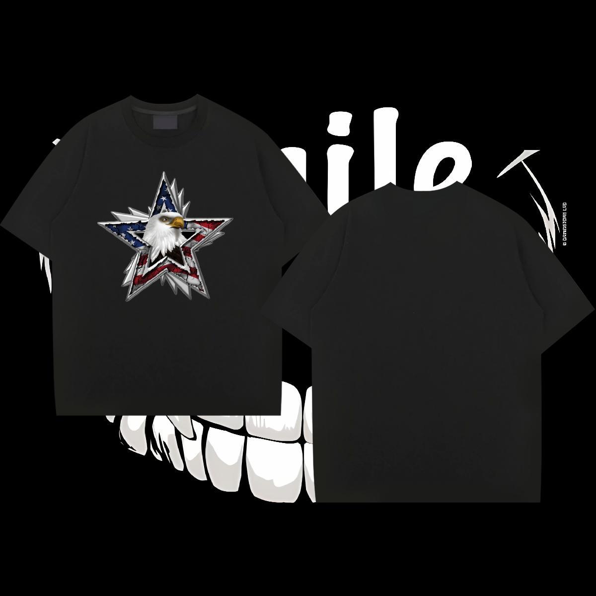 2024 Men Tshirts eagle High Street Hip Hop 100% Cotton 230g Tee Shirt Breathable Unisex Man T Shirts Custom Cartoon