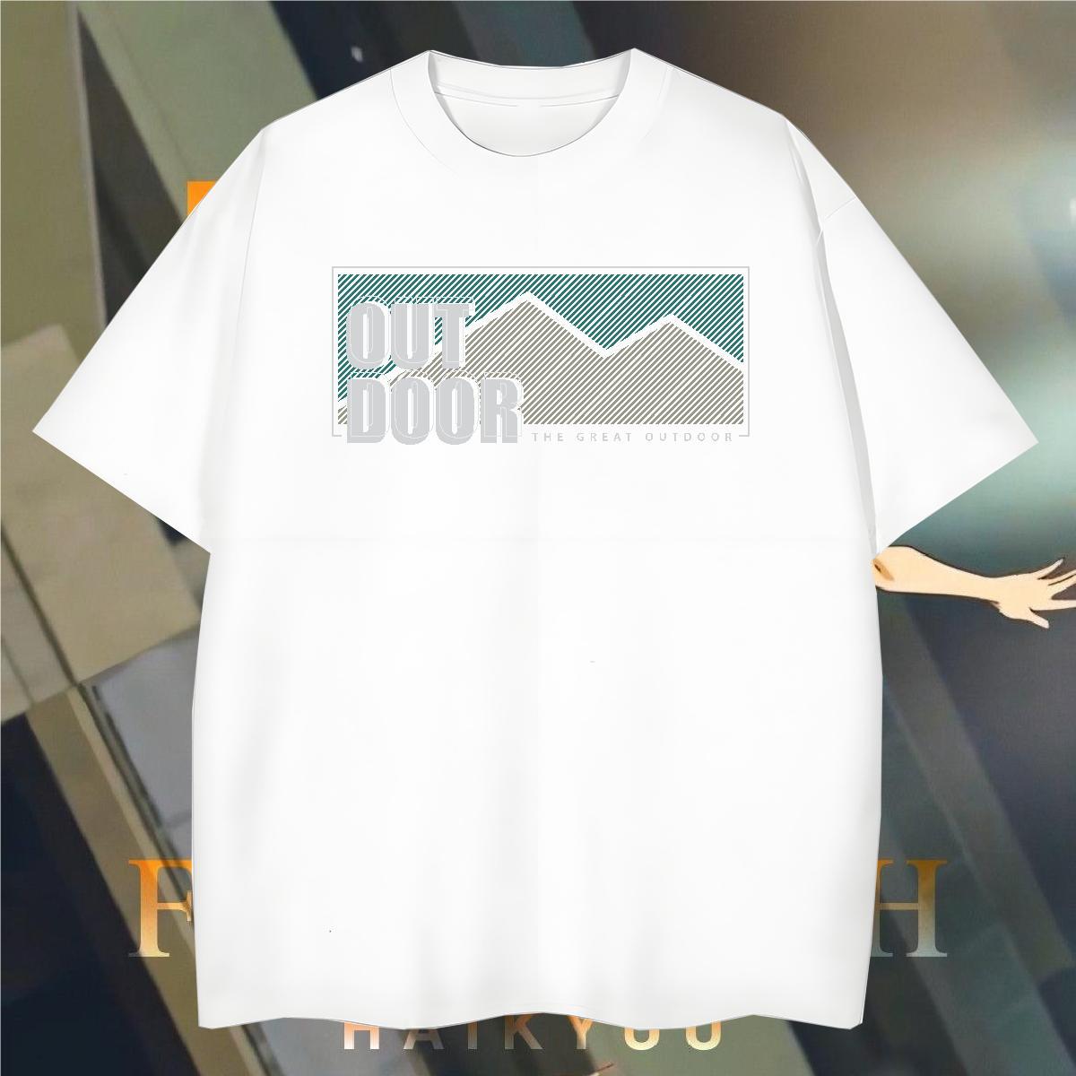 Unisex mountains 230g Cotton Couples T Shirts Home Outdoor Short Sleeve O-Neck Men T Shirts Customized Floral Print Polos