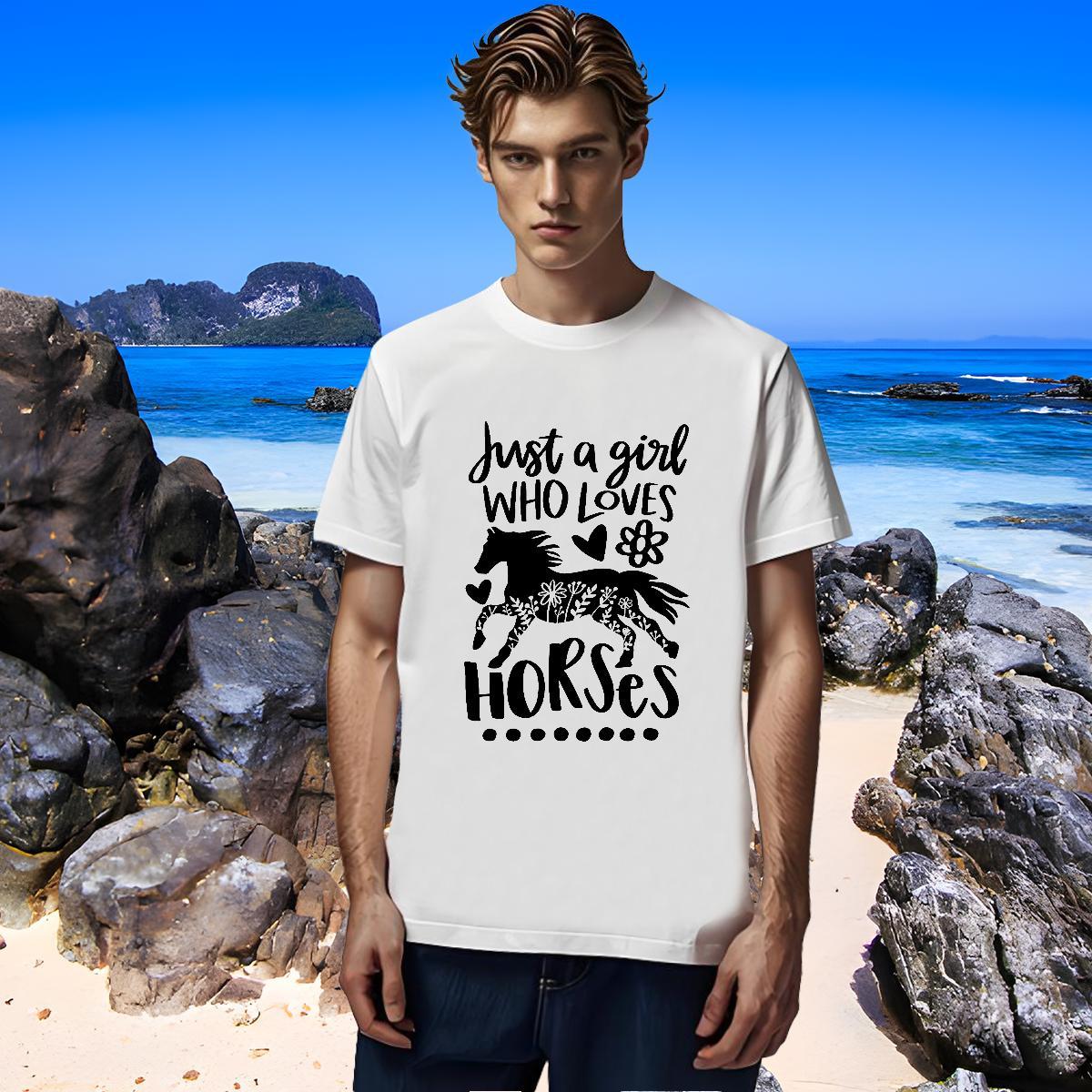 Brand T shirt horse O-Neck Short Sleeve Casual Beach Customized 230g Pure Cotton Tshirts Free Shipping Tees Shirts