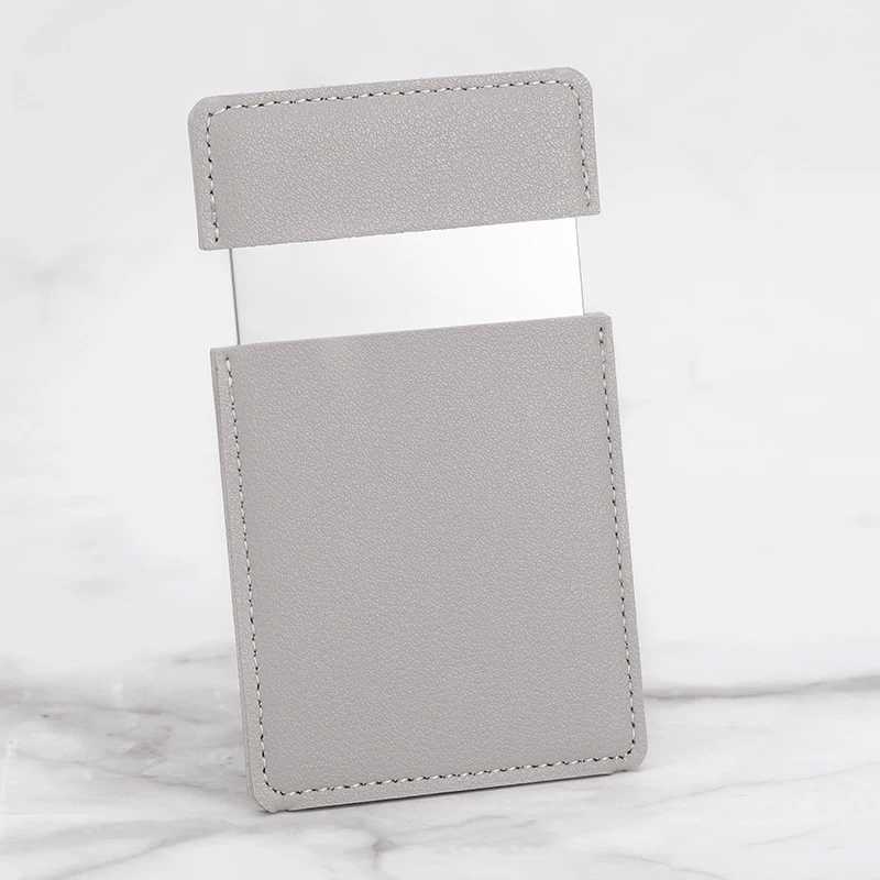 Ultra-thin Cosmetic Mirror Stainless Steel Shatter-Proof Portable PU Leather Sleeve Pocket Card Mirror Makeup Y240819