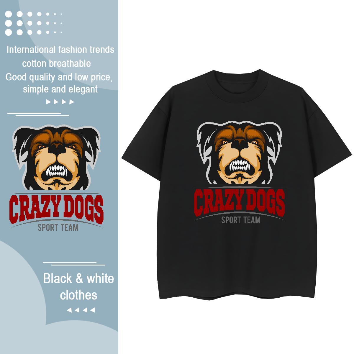 TOP Quality Men T Shirts crazy dog Breathable Soft Hip Hop DIY Logo Oversized 230g Pure Cotton Mens Tshirts Fashion Designer Top Tees