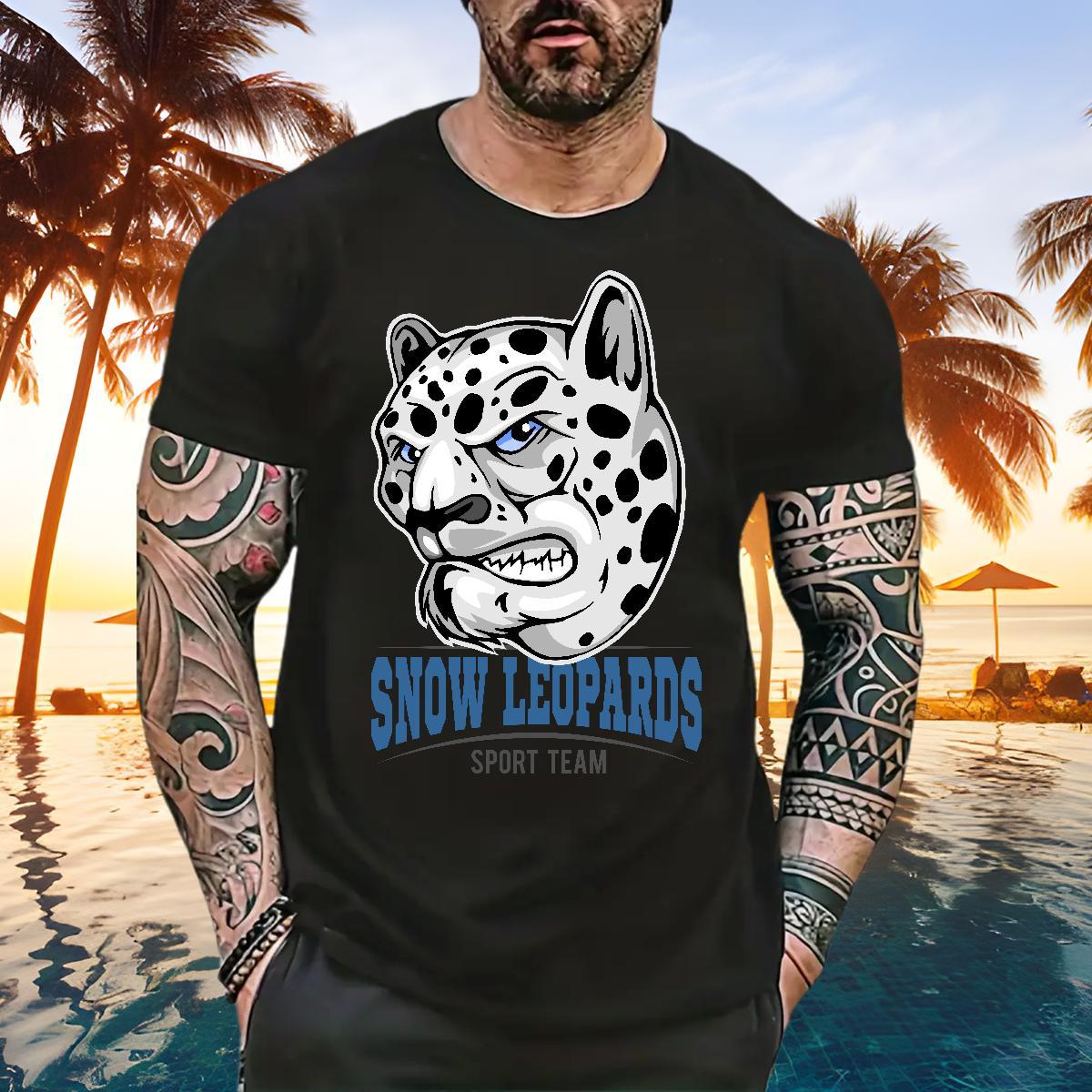 Loose Fit Man T Shirts leopard Breathable Short Sleeve Spring Summer DIY Logo Oversized 230g Cotton Men Tshirts Fashion Design Tops