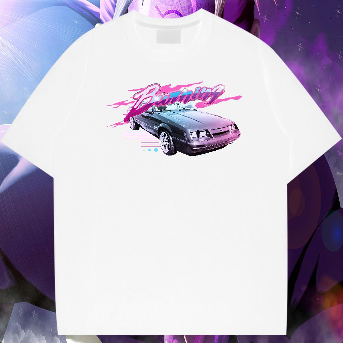 Comfortable car T-Shirts Anime Printing Street Mens Tshirts 100% Cotton 230g 2024 New Breathable Short Sleeve Plus Size Cartoon Tops Tees