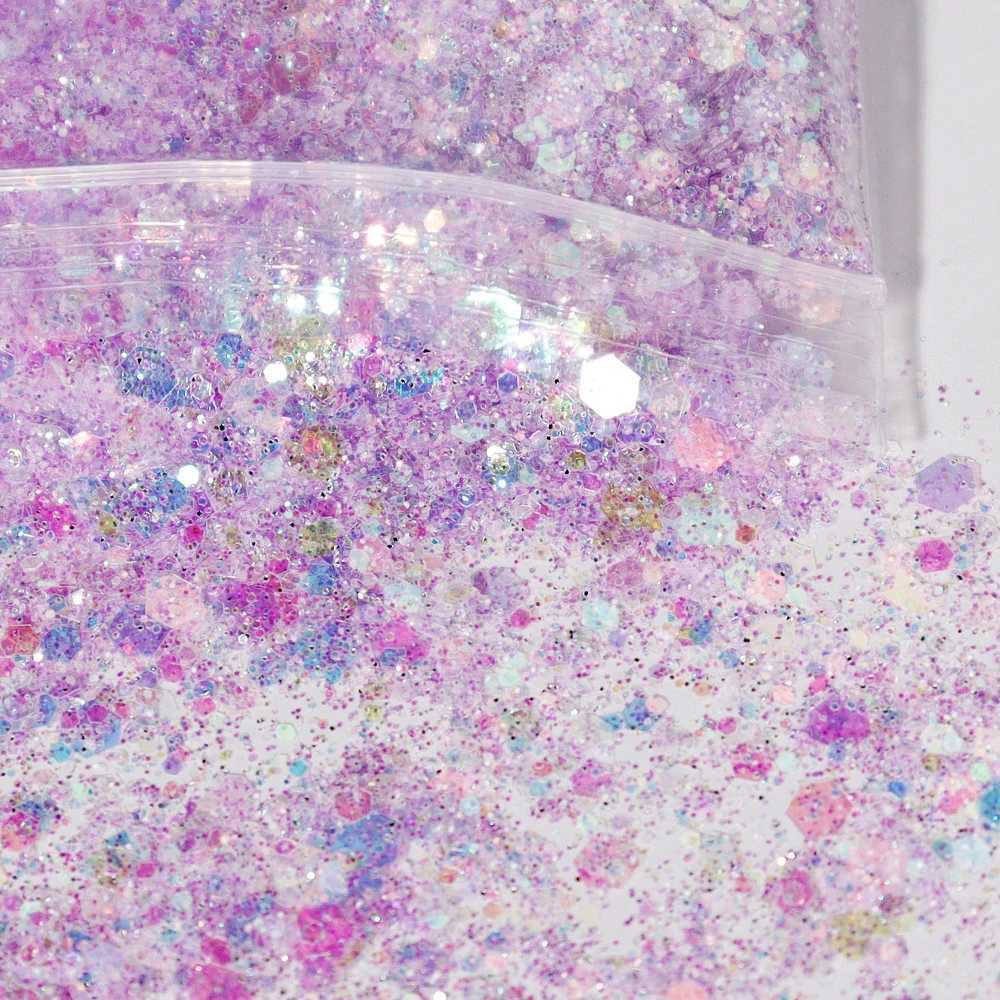 50g Holographic Aurora Nail Art Sequins Mermaid Mixed Size Hexagon Chunky Chrome Glitter Accessories Polish Manicure DecorationsXJ240815