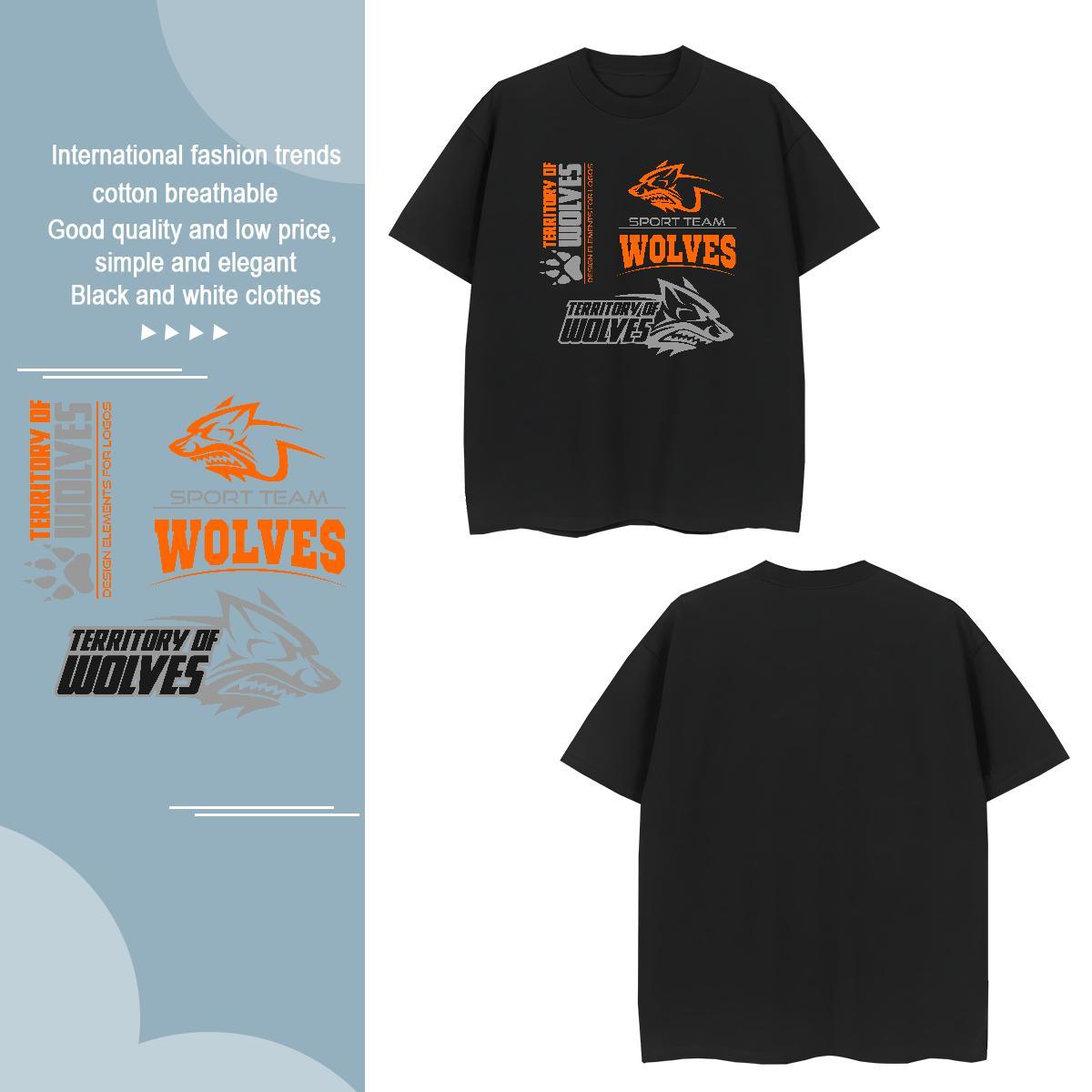 Comfortable T Shirts Men wolf Breathable Beach Oversized 4XL 100% Cotton 230g Men Tees Custom Polos