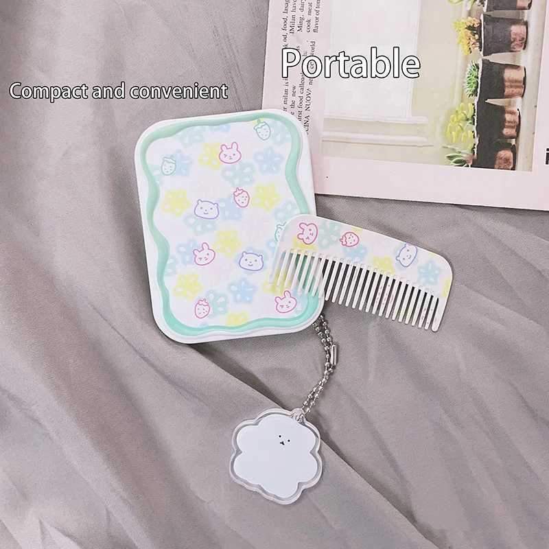 Pocket Makeup Mirror Mini Folding Kawaii Portable Travel Mirror Square Small Makeup Mirror With Comb Y240819