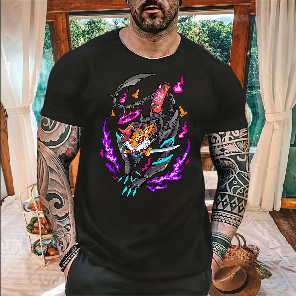 Fashion New cartoon Tshirt for Man Woman 230g Cotton Mens T Shirts Anime Print Street Wear Crew Neck Breathable Comfortable Polos