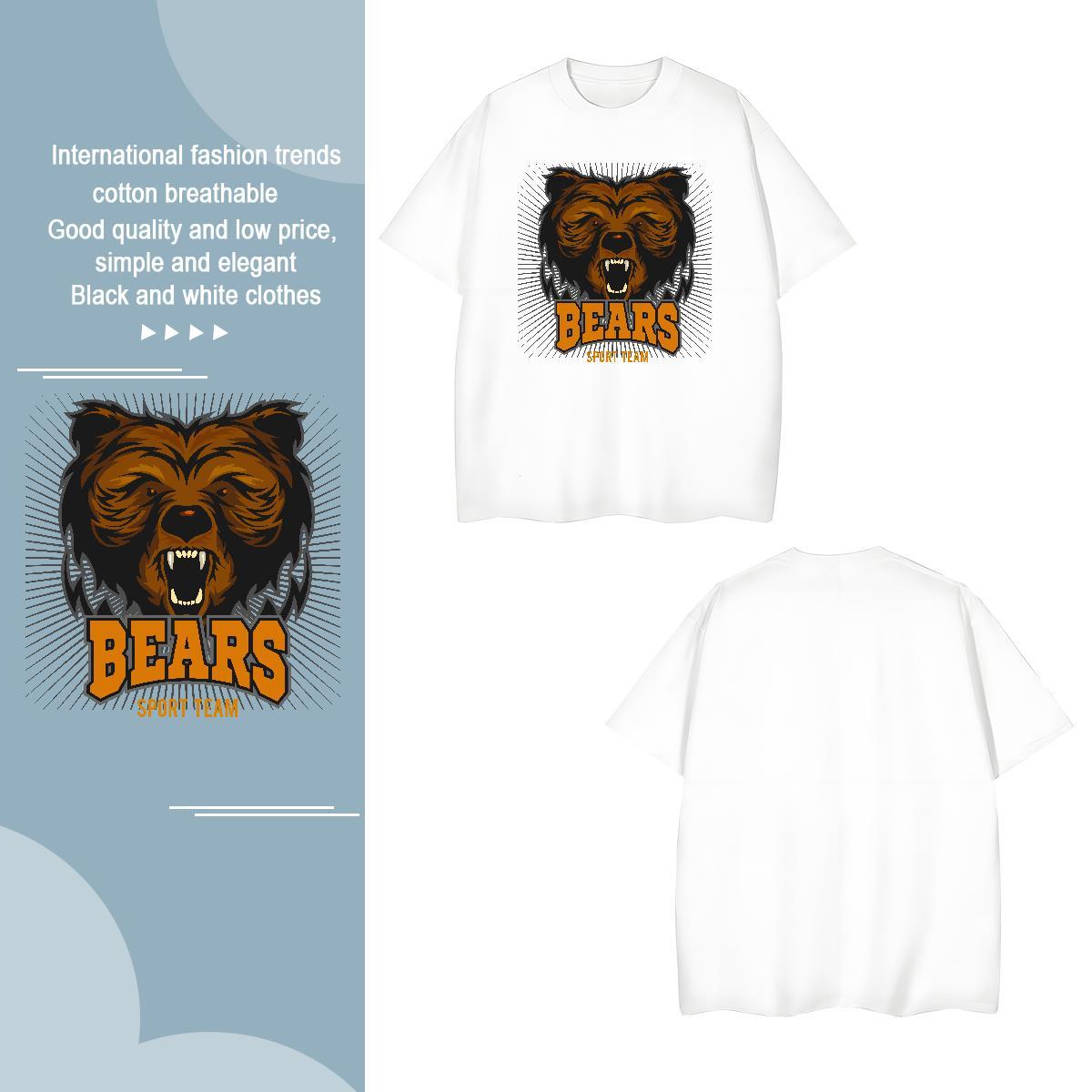 Free Shipping T Shirts Men bear Breathable Anime Printing Street Skull 230g 100% Cotton Men Tshirts Stylist Tees