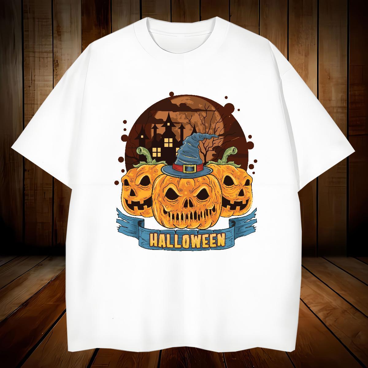 TOP Quality T-Shirts pumpkin Breathable Short Sleeve Sports Casual Black White 230g 100% Cotton Men Clothes T-Shirt Designer Tops