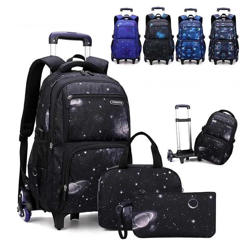 Carry on Kids Luggage Primary Junior High School Bag Rolling Backpack for Boys Wheeled Bag with Lunch Box Trolley School Bags Y240820