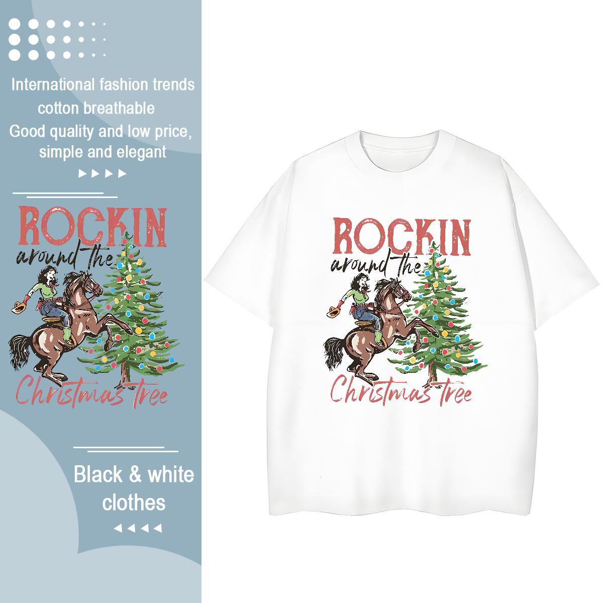 Cool Mens T Shirts Christmas tree Short Sleeve Soft Hip Hop Street DIY Printed 230g Cotton Men Tops Tees Fashion Designer Polos