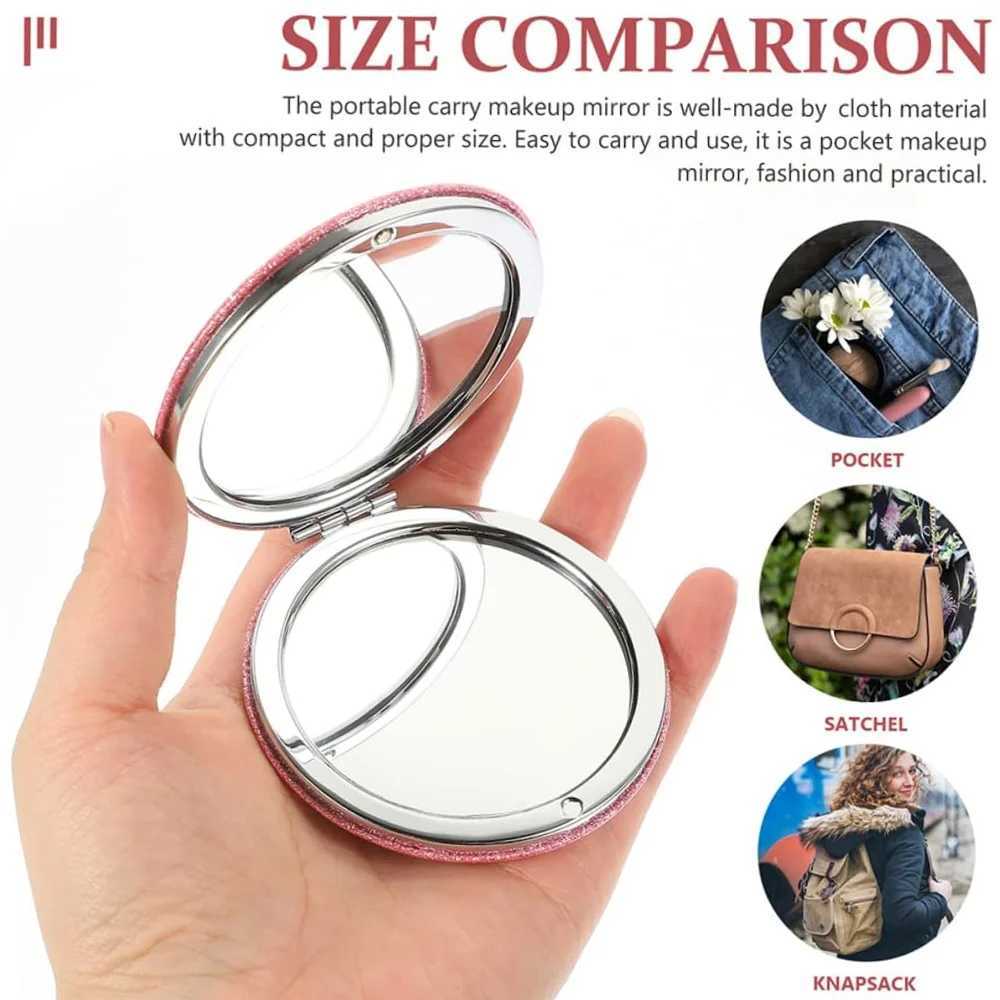 Customized Name Pocket PU Shiny Makeup Mirror Portable Magnifying Mirror Dual Sides Cosmetic Mirror Handheld Travel Beauty Tool Y240819