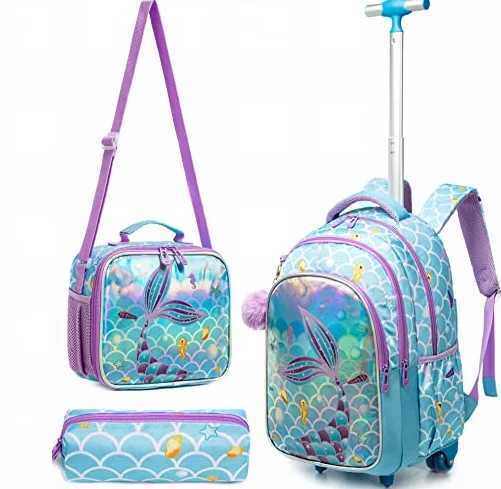 18 Inch School Wheeled Backpack for Boys Girls Travel Rolling Backpack 18 inch School Trolley Bag Set Lunch Bag and Pencil Case Y240820
