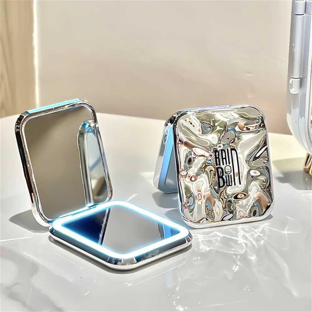 Galaxy Folding Make Up Mini Mirror with LED Light 5X Magnifying Small Pocket Portable Travel Cosmetic Mirrors with Type-C Cable Y240819