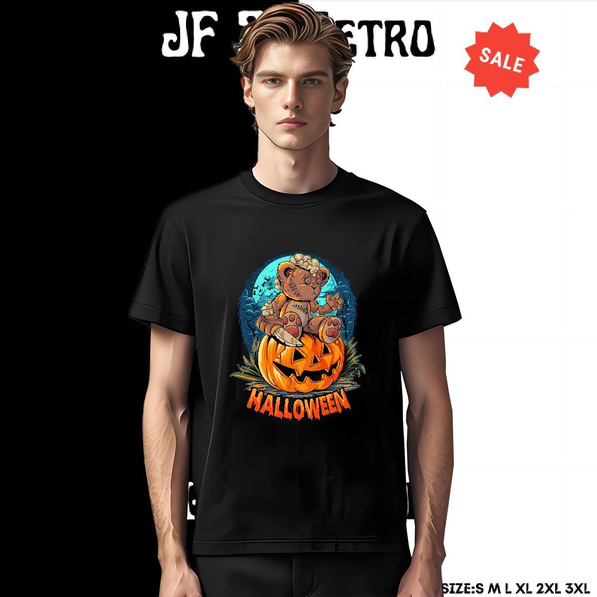 Soft T Shirts Men halloween Crew Neck Breathable Anime Printing Street White Plus Size 230g 100% Cotton Men Tees Fashion New Top Tees