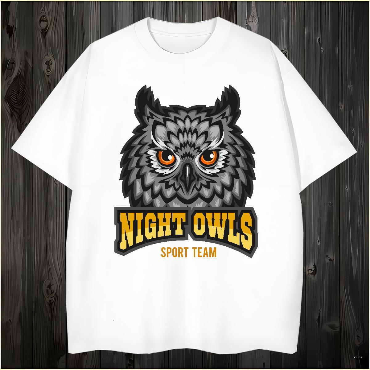 Soft Mens T Shirts owl Breathable Crew Neck Sports Casual Custom Cartoon 100% Cotton 230g Men Tops Tees Fashion Casual Clothes