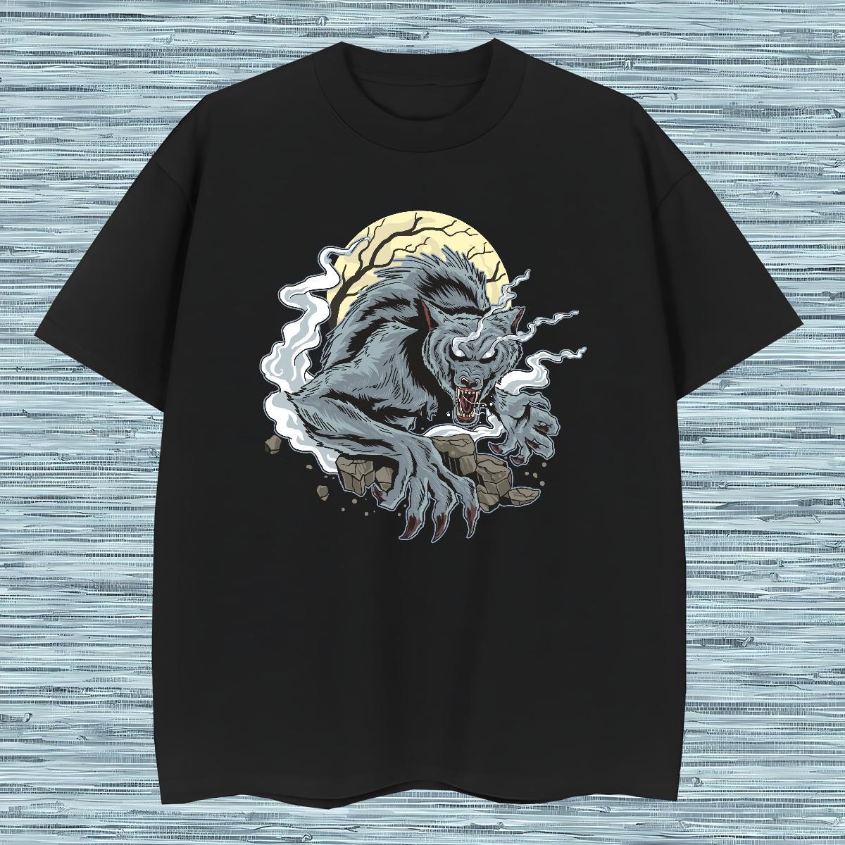 Custom Men Tees moon Home Outdoor 100% Cotton 230g Tshirts Breathable Classic T Shirt For Man Cartoon Print