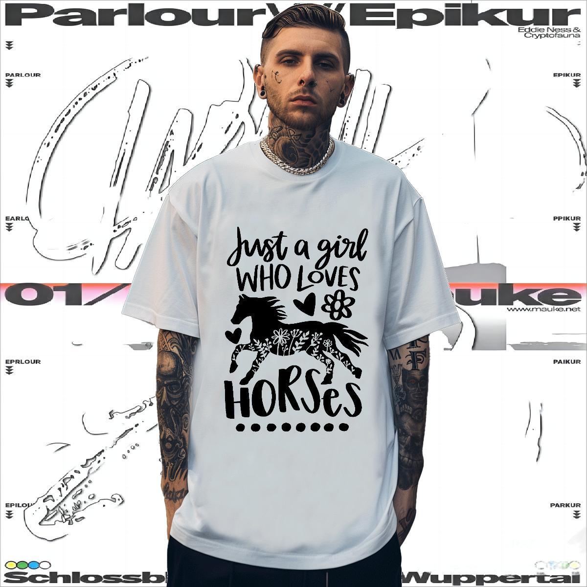 Soft T Shirts Men horse Breathable Soft High Street Hip Hop Cartoon Print 230g 100% Cotton Men Tshirts DIY Tee Shirt