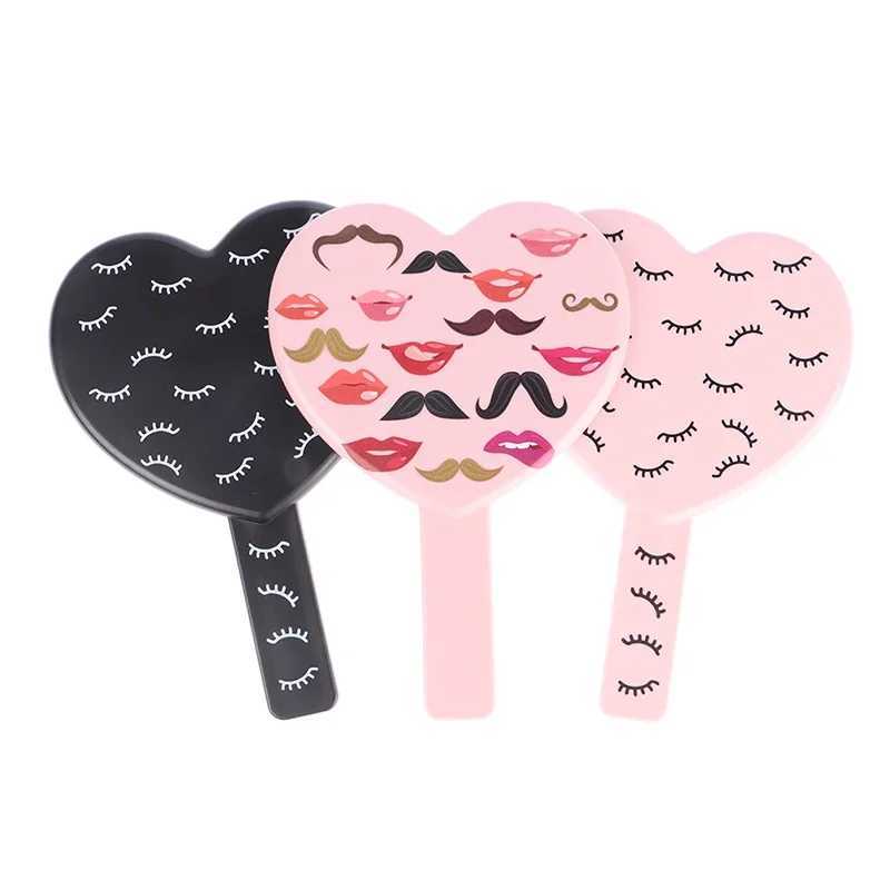Handheld Heart-shaped Eyelash Mirror Eyelash Inspection Mirror Makeup Gadgets Vanity Mirror Girl Gifts Y240819