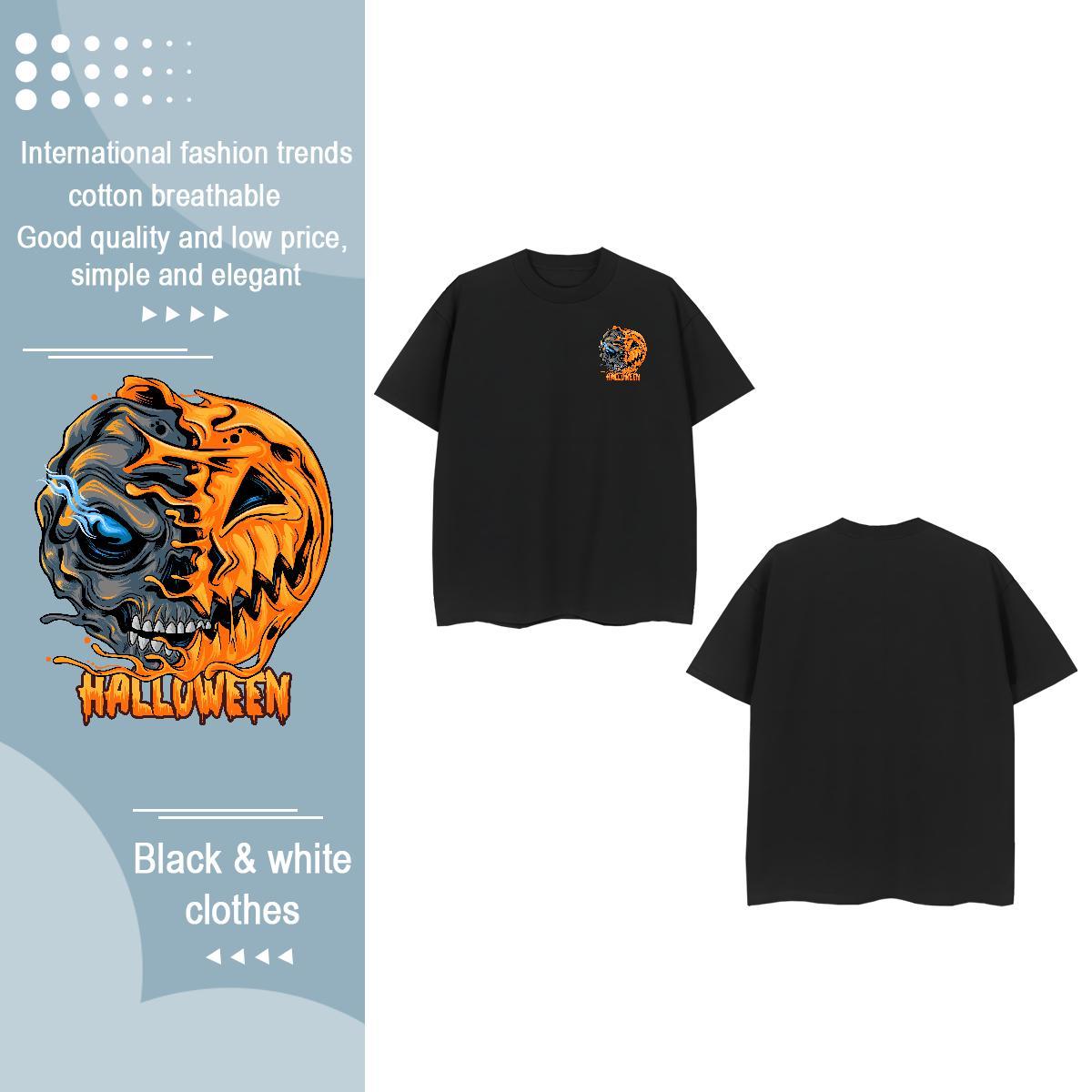 Fashion New Tshirt for Man Woman Halloween Daily Wear 230g Pure Cotton Tops Breathable Crew Neck Classic T shirt Asian Size