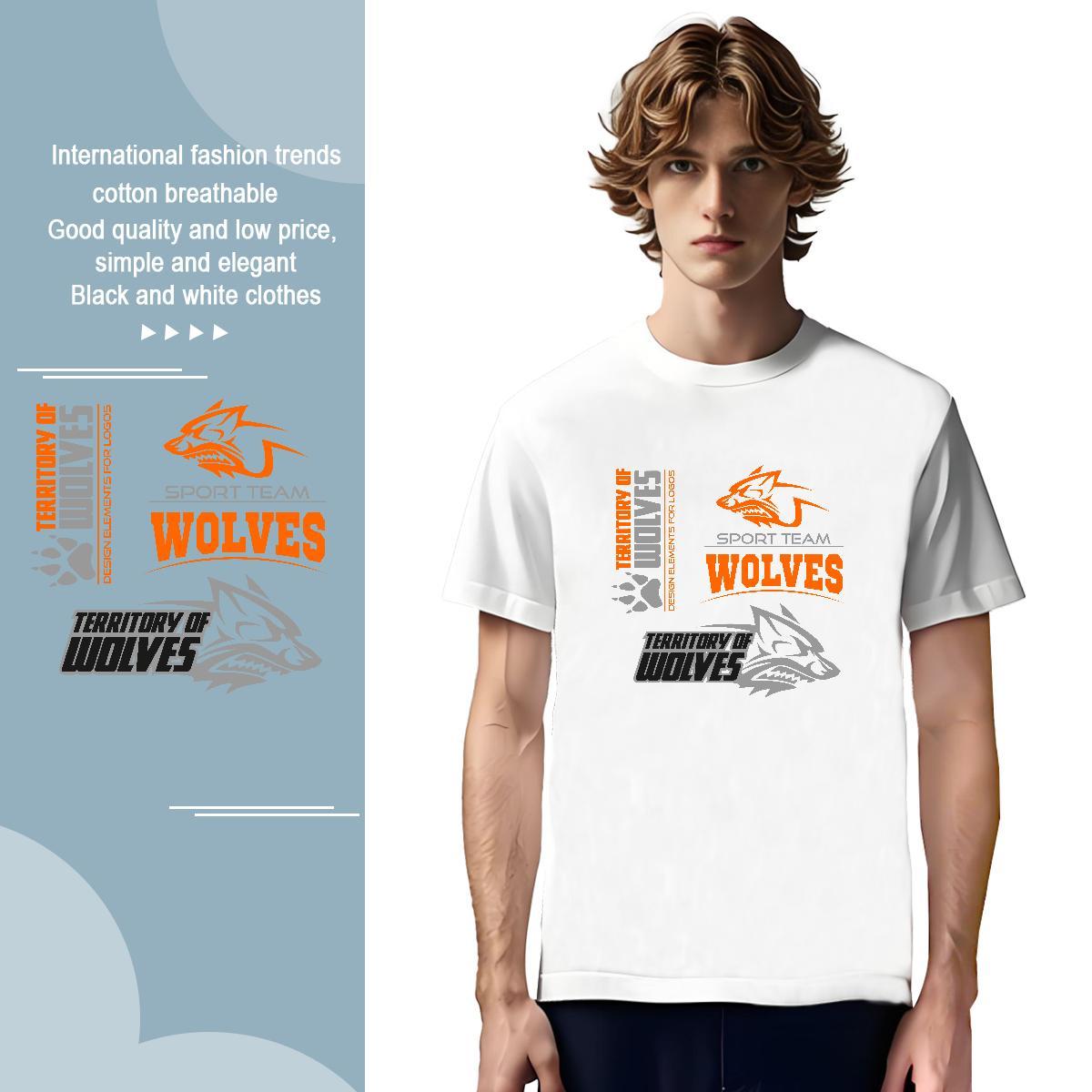 Comfortable T Shirts Men wolf Breathable Beach Oversized 4XL 100% Cotton 230g Men Tees Custom Polos