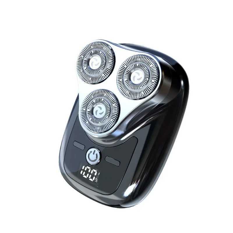 Three blade electric shaver with digital display USB charging male shaver trimmer detachable blade washable mini shaver W240819