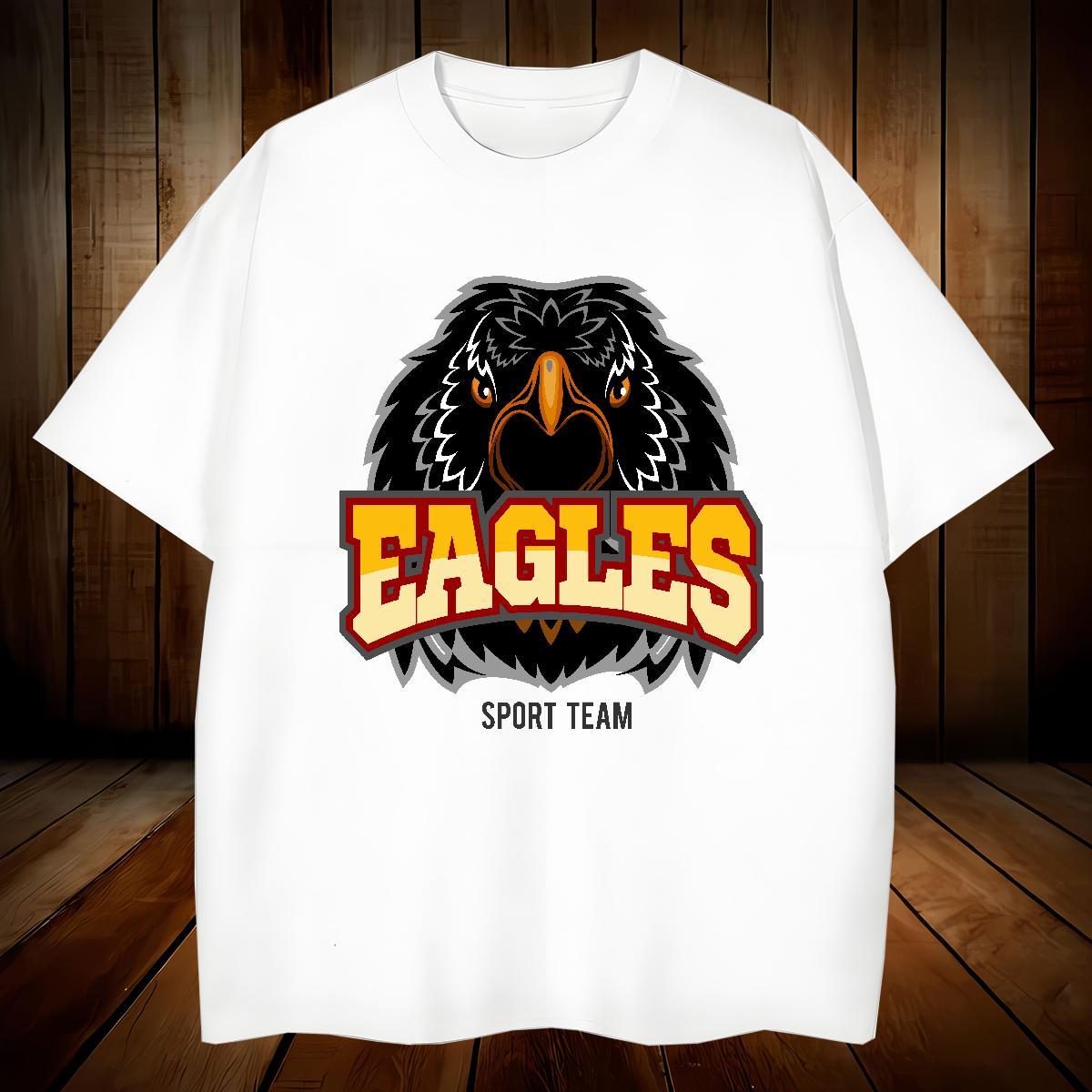 Classic T-Shirts eagle Breathable Soft Anime Printing Street DIY 230g 100% Cotton Men Tees Classic Casual Tops Shirt