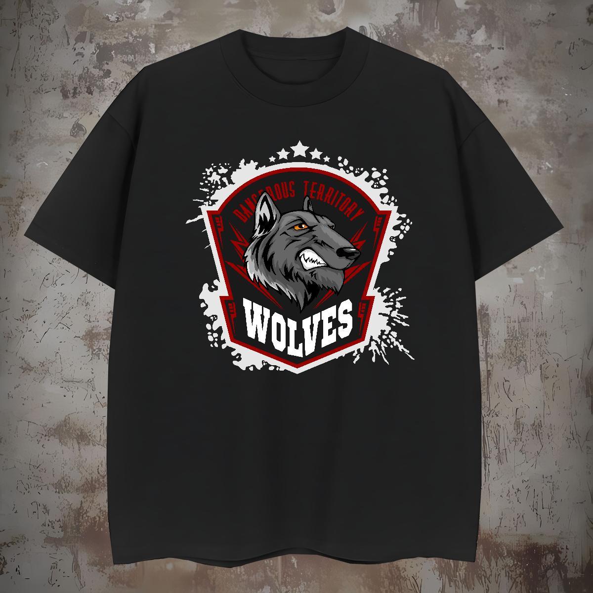 New Arrival Men Tops Tees wolf Street wear Hip Hop 230g Pure Cotton Tee Shirt Short Sleeve O-Neck Designer T shirt Skull