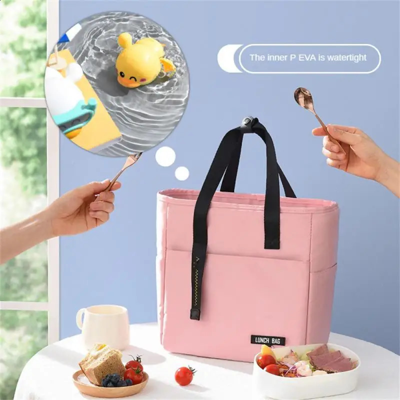 Insulated Bento Lunch Box Thermal Bag Large Capacity Food Zipper Storage Bags Container for Women Cooler Travel Picnic Handbags 240819