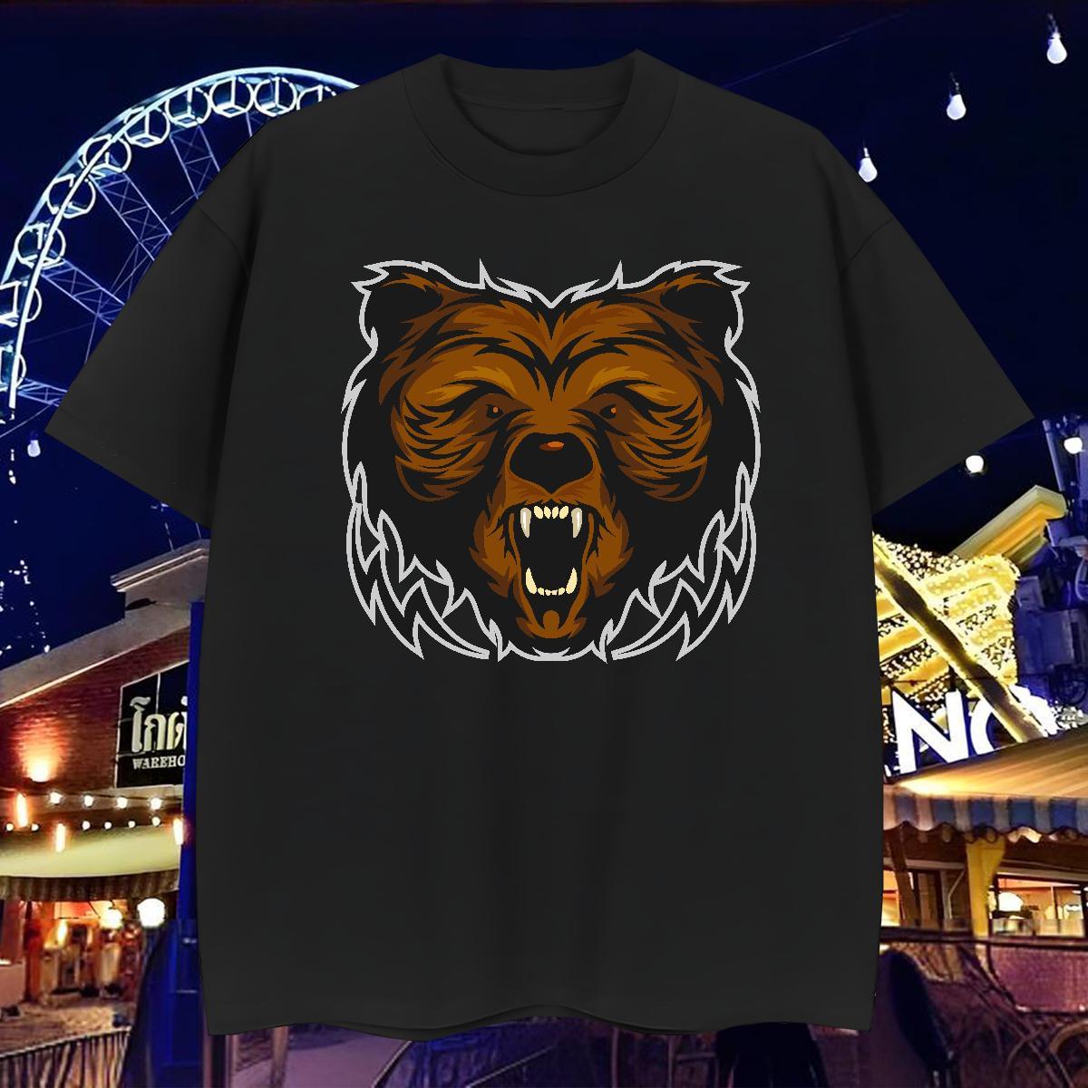 Fashion Designer Men Clothes T-Shirt bear Sport 230g Cotton Tops Crew Neck High Quality T Shirts Men DIY Printed