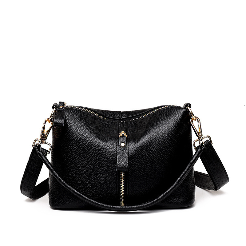 Genuine leather women's top layer cowhide single shoulder crossbody bag, 2022 trendy fashionable handbag, versatile and large capacity bucket bag