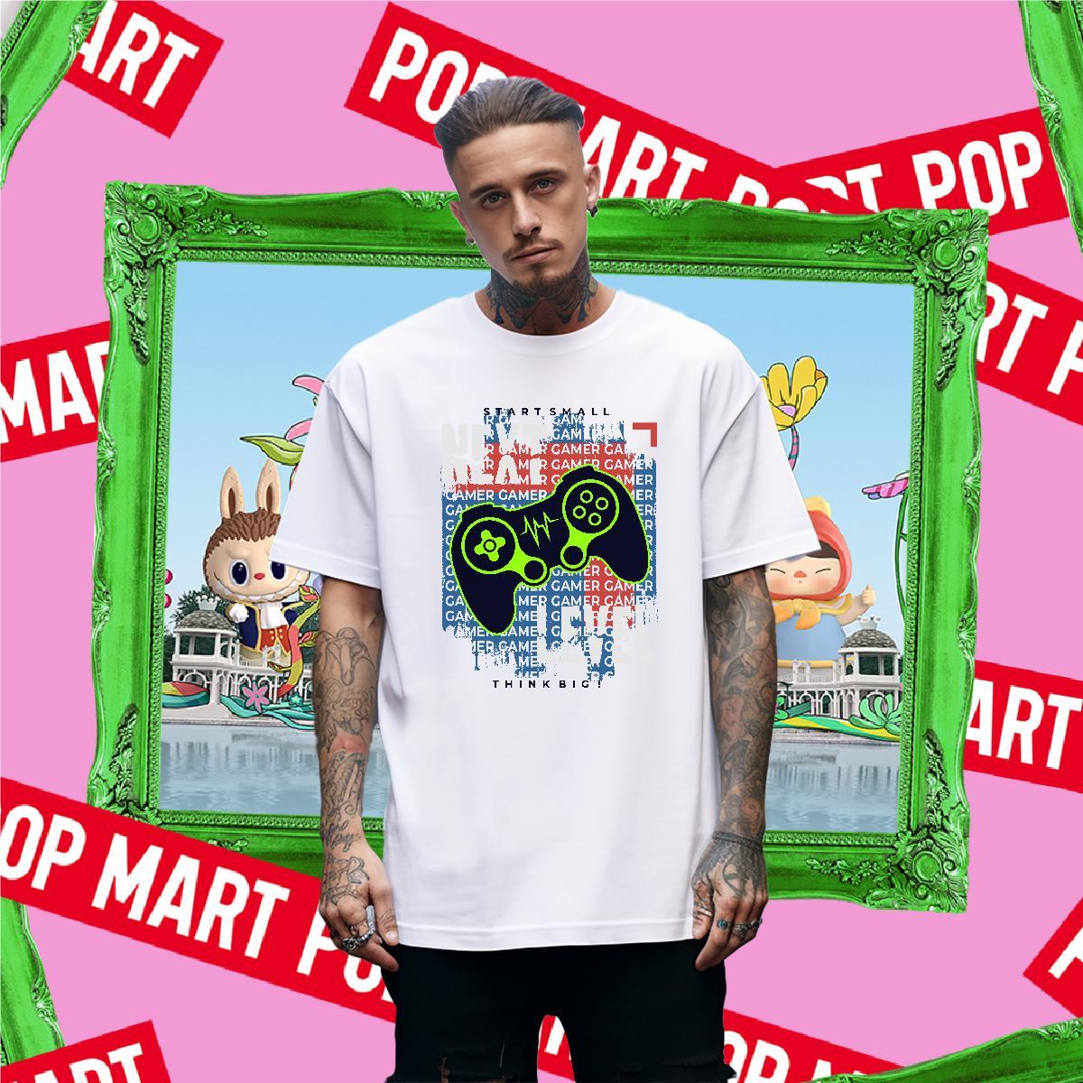 DIY game Men Tshirts 230g Pure Cotton Mens T Shirts DIY Printed Street Casual Breathable Loose Clothings