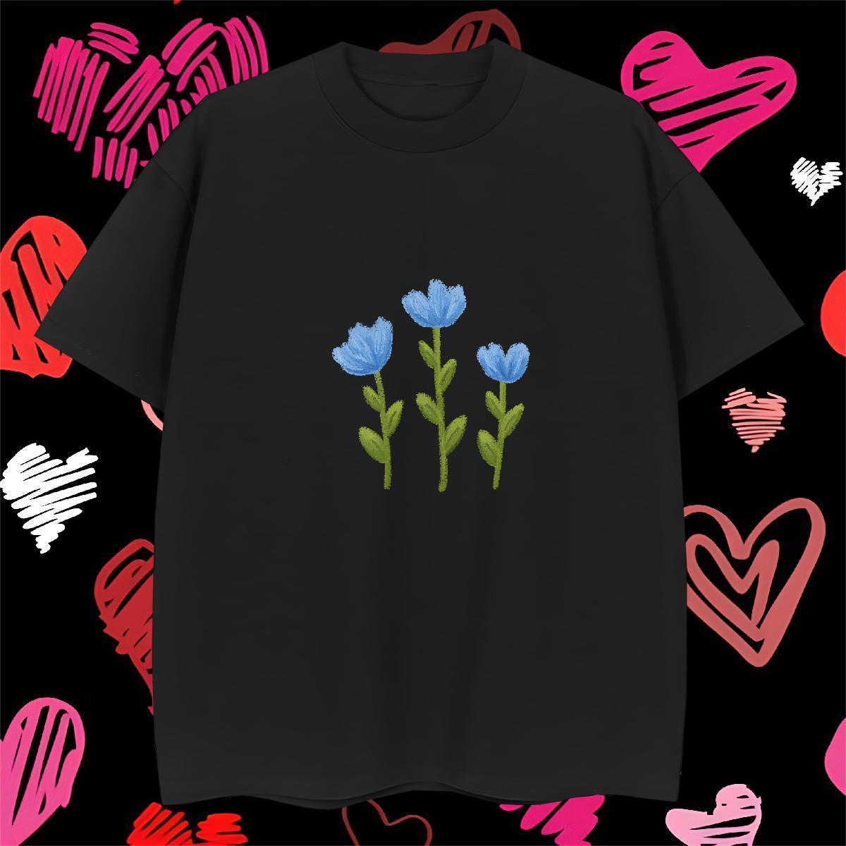 Brand Tshirt for Man Woman flower Street Casual 230g 100% Cotton Tops Shirt O-Neck Short Sleeve Popular Men T Shirts Custom Printing