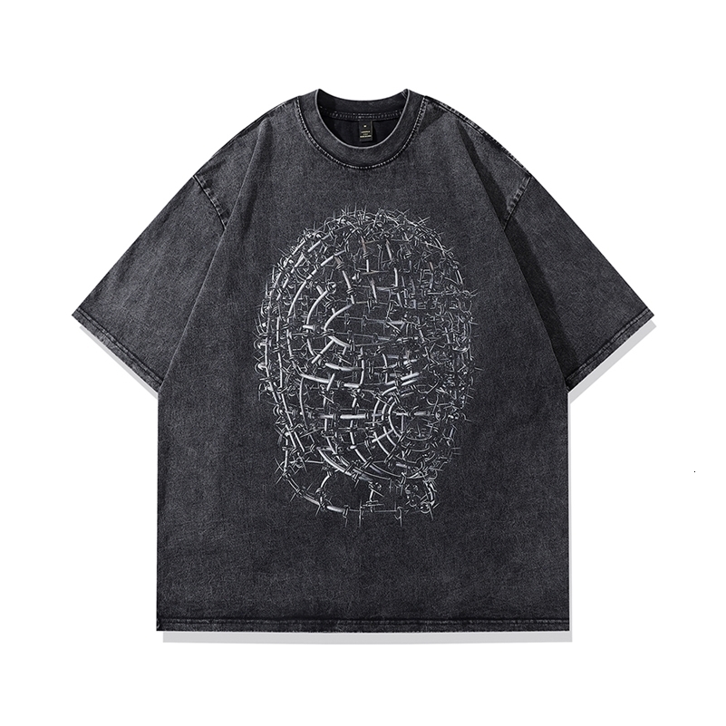 Gothic Vintage Grunge Clothes Men Oversized Y2k T Shirts Harajuku Anime Short Sleeve Cotton Tops Streetwear Male T-shirts 240819