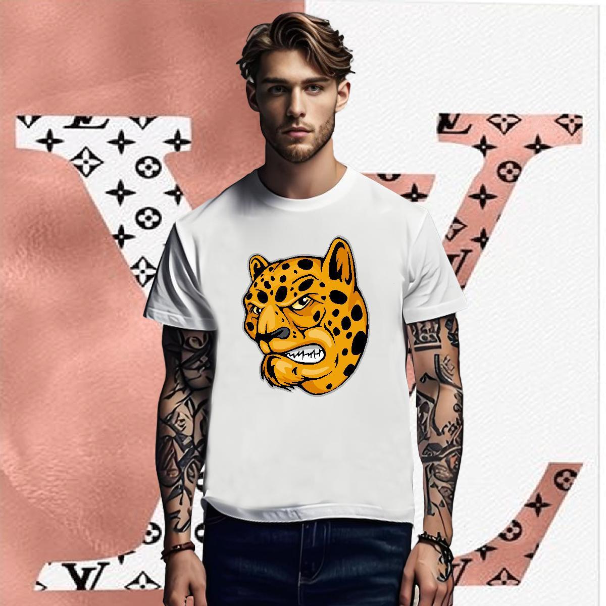 Wholesale Couples T Shirts leopard Hip Hop Street 230g 100% Cotton Tops Shirt Breathable Crew Neck Free Shipping Men T Shirts Custom Big Size