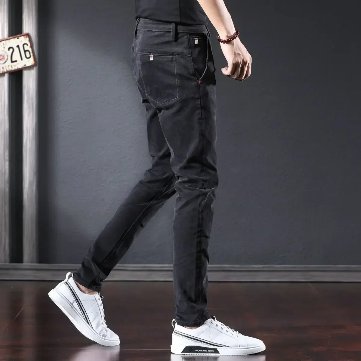 Trousers Work Wear Man Cowboy Pants With Pockets Mens Jeans Stretch Elastic Skinny Casual Slim Fit Tight Pipe Stylish Xs 240819