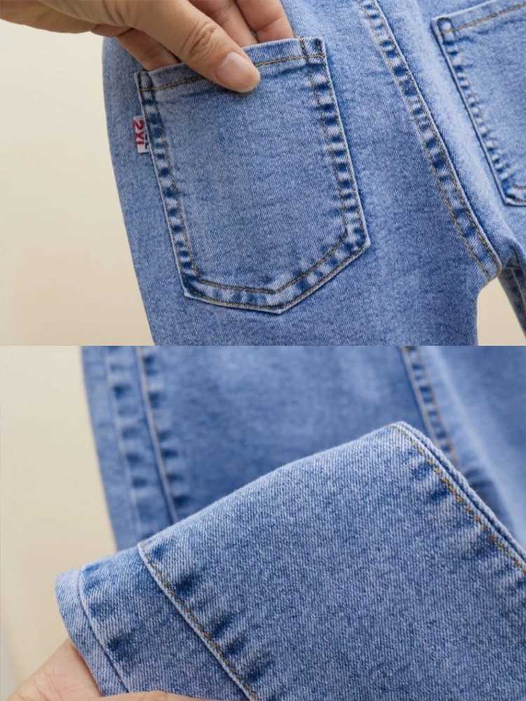 2-12-year-old girls jeans fashionable lace stretch denim Flared Pants spring and autumn solid color Trouser teenage girls clothingW240819