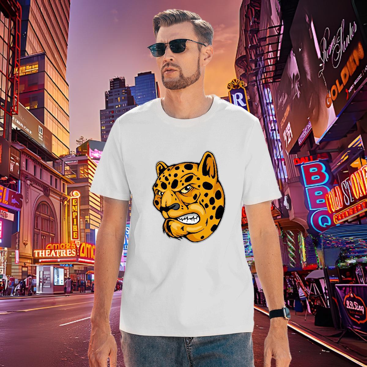 Comfortable T shirt leopard Breathable Crew Neck Summer Casual Plus Size Cartoon 230g Pure Cotton Tshirt for Man Woman Stylist Tops