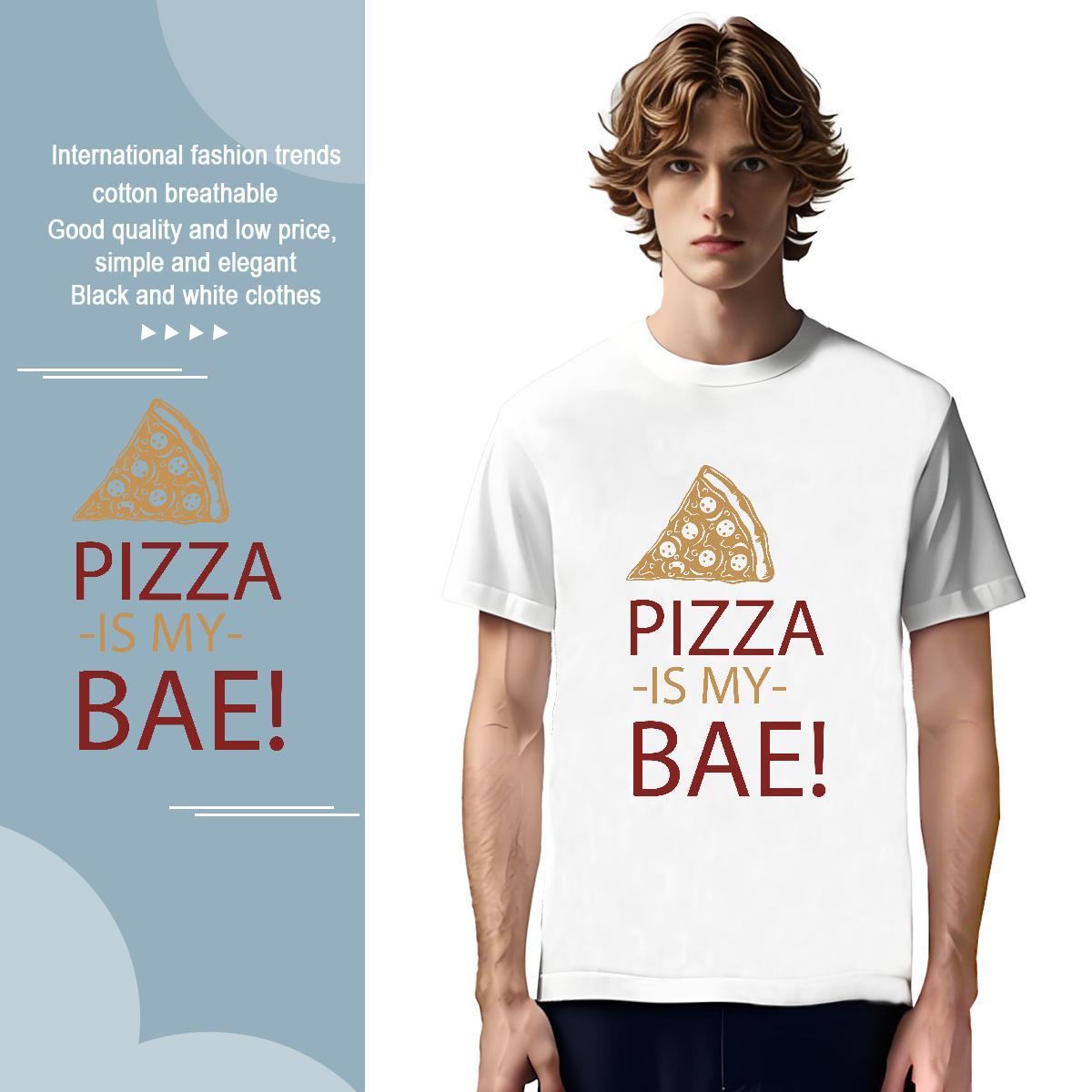 Soft pizza 230g 100% Cotton Tshirts Home Outdoor Breathable Soft Men T Shirts 2024 New Anime Wear